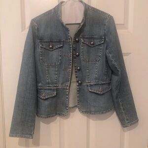 Talbots denim peplum jacket size 2 petite 4 pockets button front
